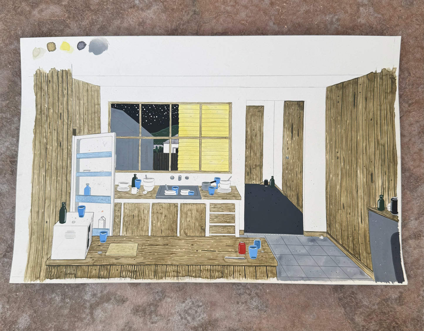 KITCHEN INT. TV BACKGROUND